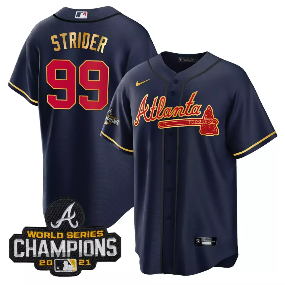 Spencer Strider City Connect Women's Atlanta Braves Champions Jersey | Gold Style | Limited Edition Fan Gear | For Men, Women & Youth