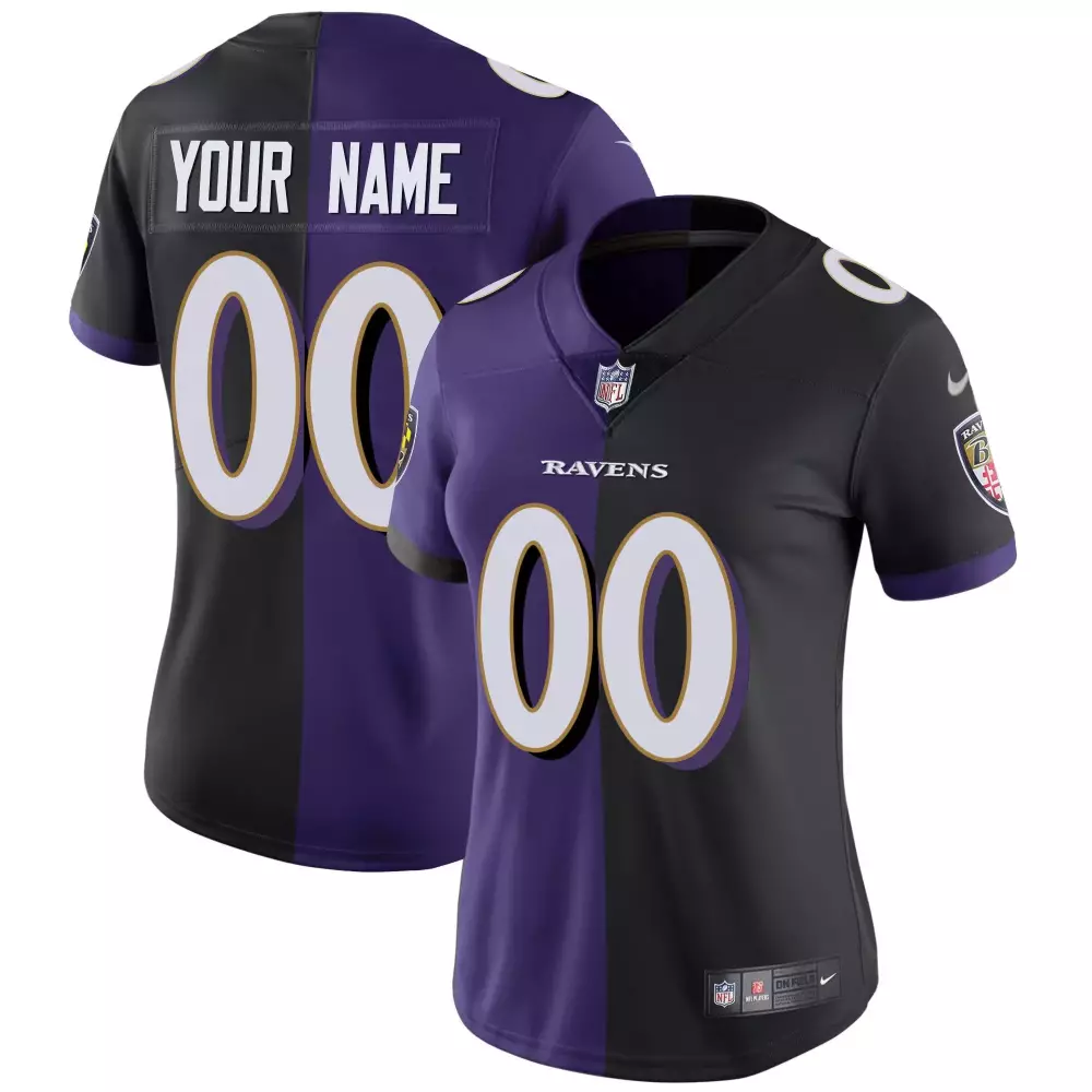 split black purple men baltimore ravens vapor gold custom name and number all stitched