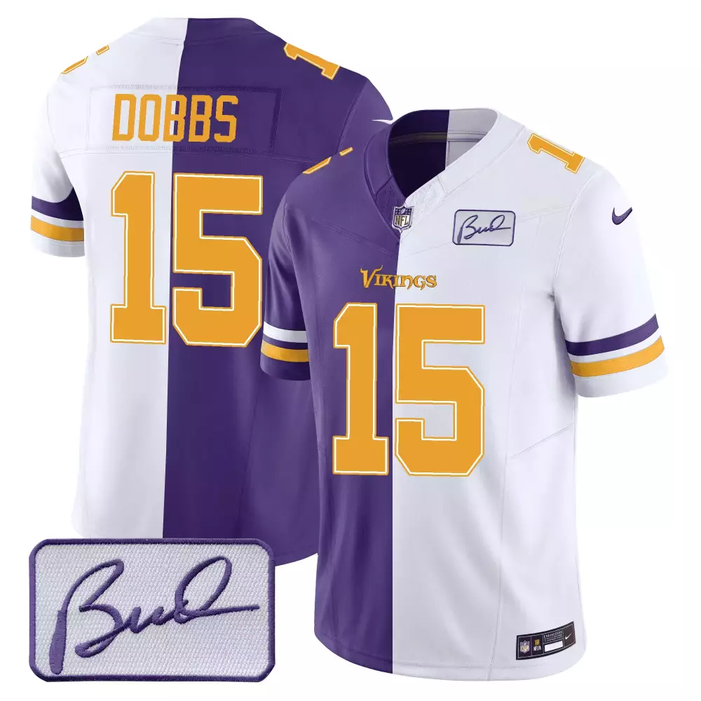 split harrison smith mens minnesota vikings bud grant patch purple white split jersey all stitched