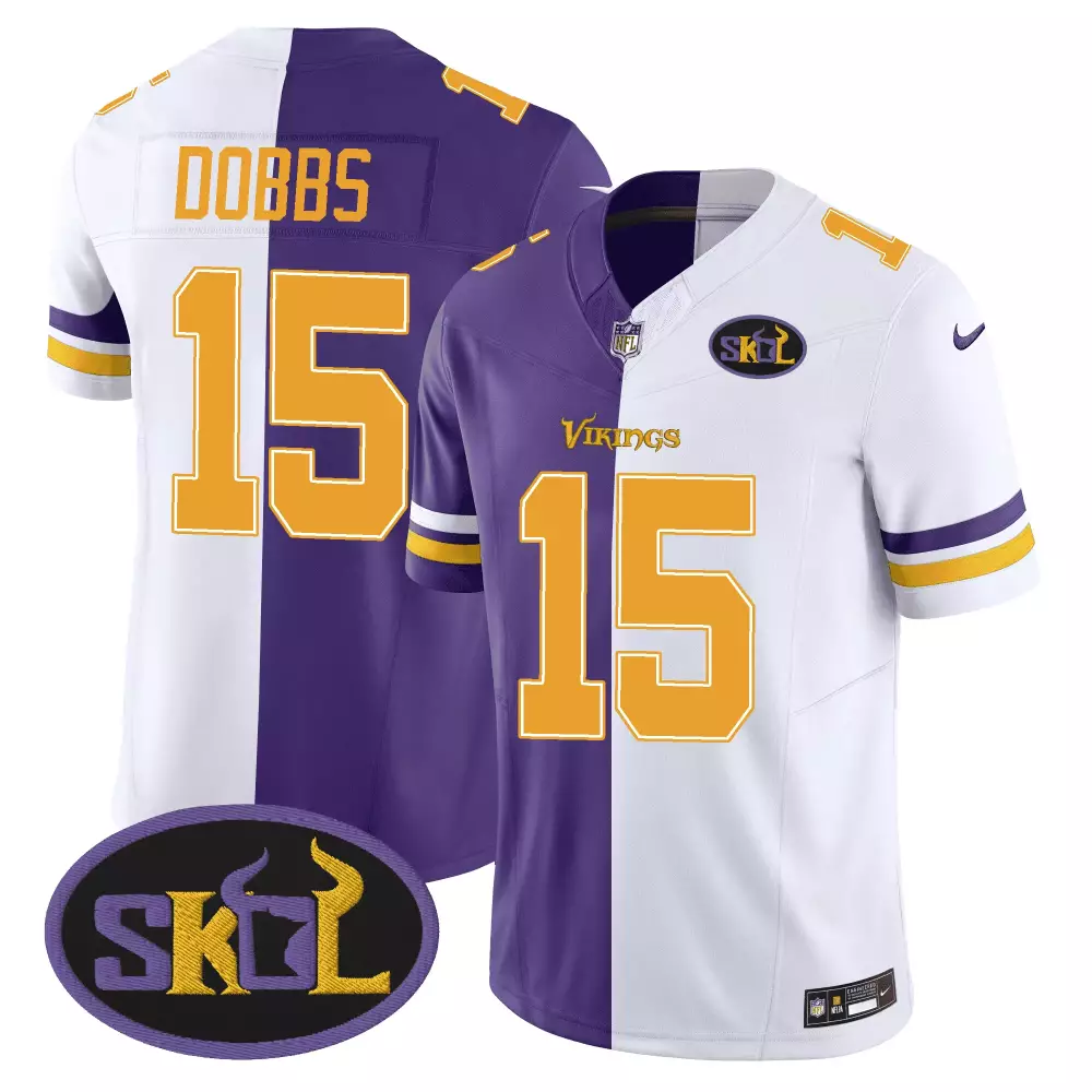 split josh dobbs mens minnesota vikings skol patch purple white split jersey all stitched