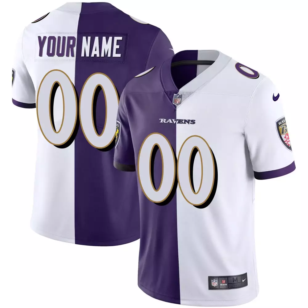 split black purple men baltimore ravens vapor gold custom name and number all stitched