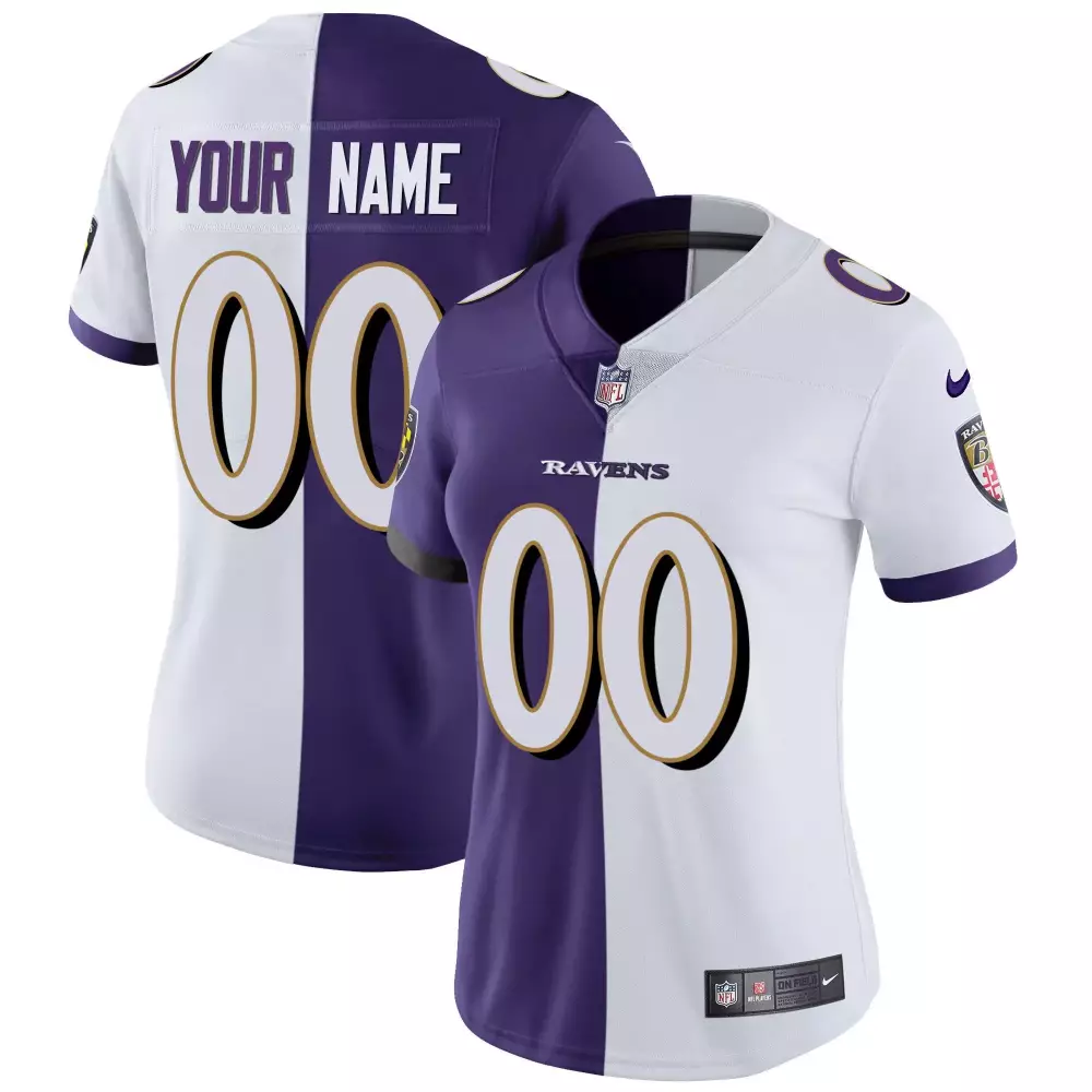 split black purple men baltimore ravens vapor gold custom name and number all stitched
