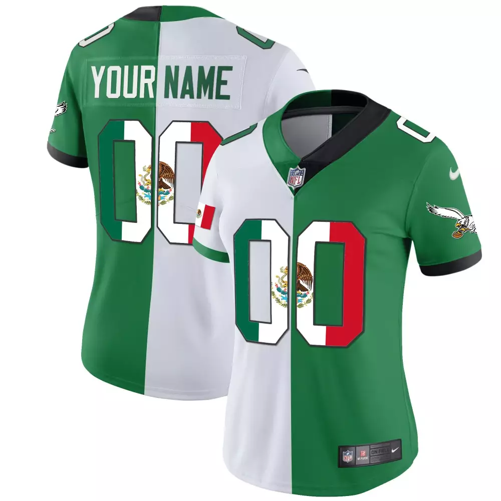 split women philadelphia eagles kelly green gold custom jersey all stitched