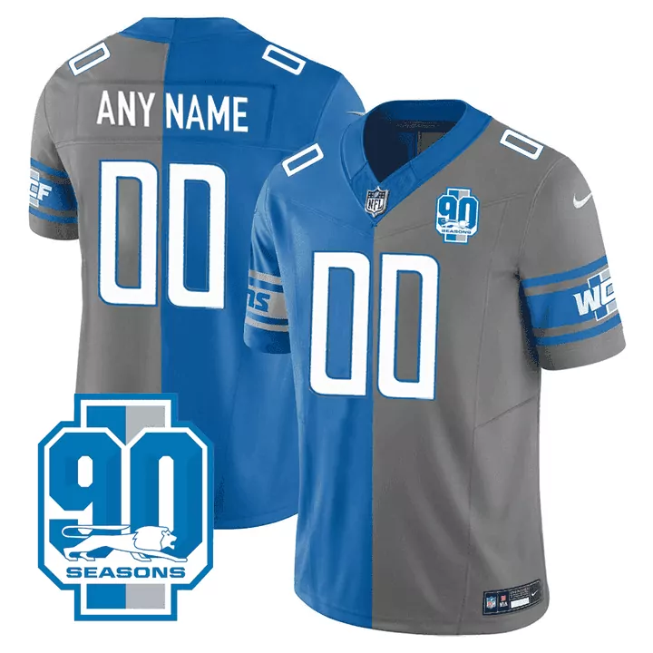 split men barry sanders detroit lions 1996 mitchell ness silver blue split legacy jersey all stitched