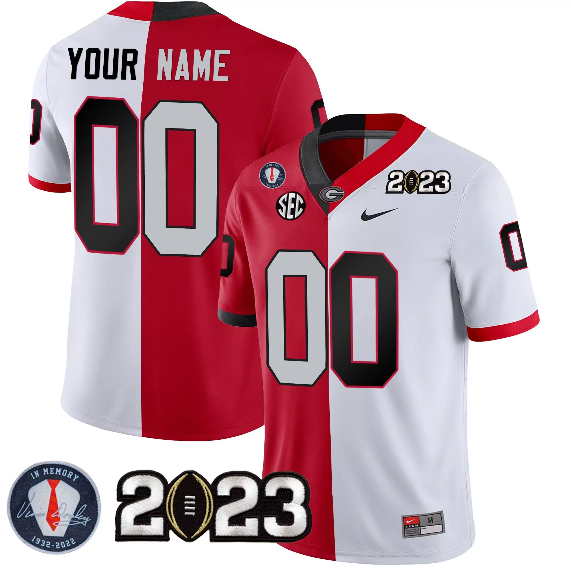 split youth georgia bulldogs 2023 champions gold custom jersey all stitched