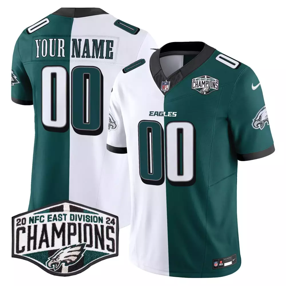 split youth philadelphia eagles 2024 nfc east division champions gold trim vapor limited custom jersey all stitched