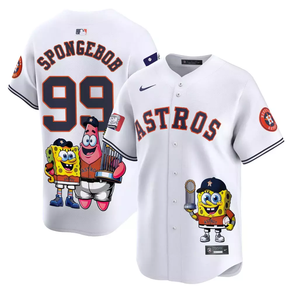 spongebob white unisex houston astros spongebob squarepants vapor premier limited jersey printed