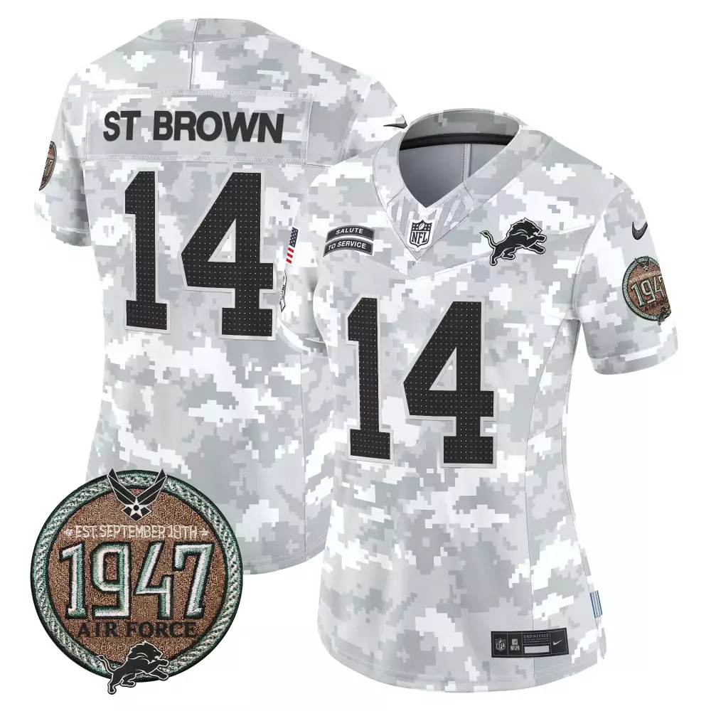 st brown air force womens detroit lions 2024 salute to service establishment year patch vapor limited jersey all stitche