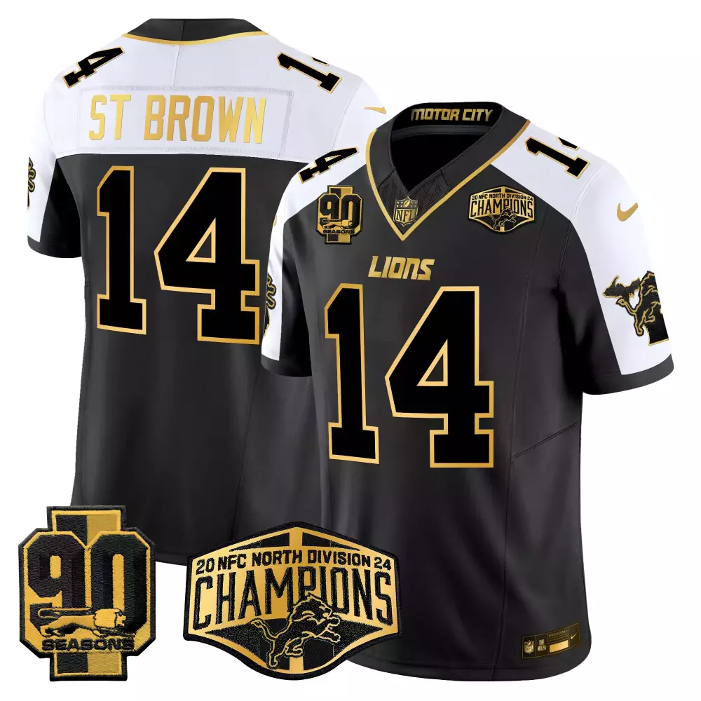St Brown Alternate Men's Gold Vapor Limited Jersey | Detroit Lions 2024 NFC North Division Champions Patch | Stylish Fan Gear | For Men, Women & Youth