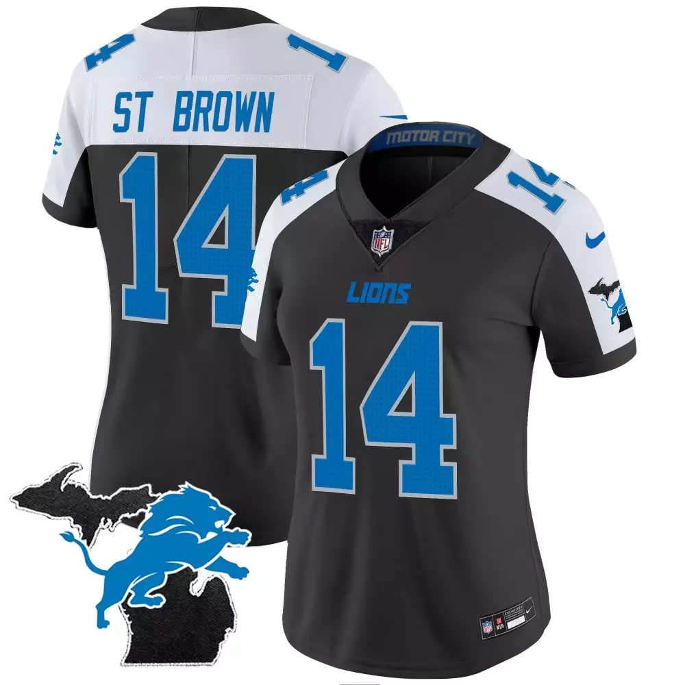 st brown alternate womens detroit lions 2024 michigan 90th year patch gold vapor limited jersey all stitched