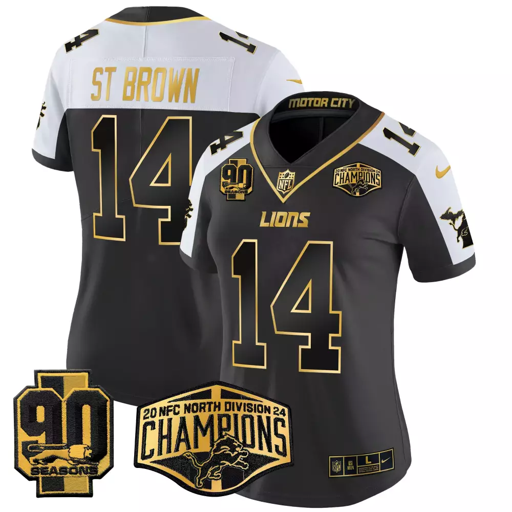 st brown alternate womens detroit lions 2024 michigan 90th year patch gold vapor limited jersey all stitched
