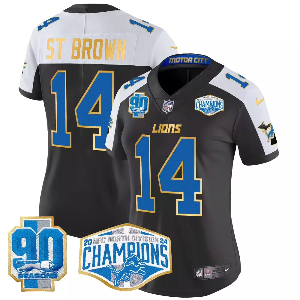 St. Brown Women's Detroit Lions 2024 90th John Madden Patch Vapor Limited Jersey | All Stitched Fan Gear | For Women & Youth