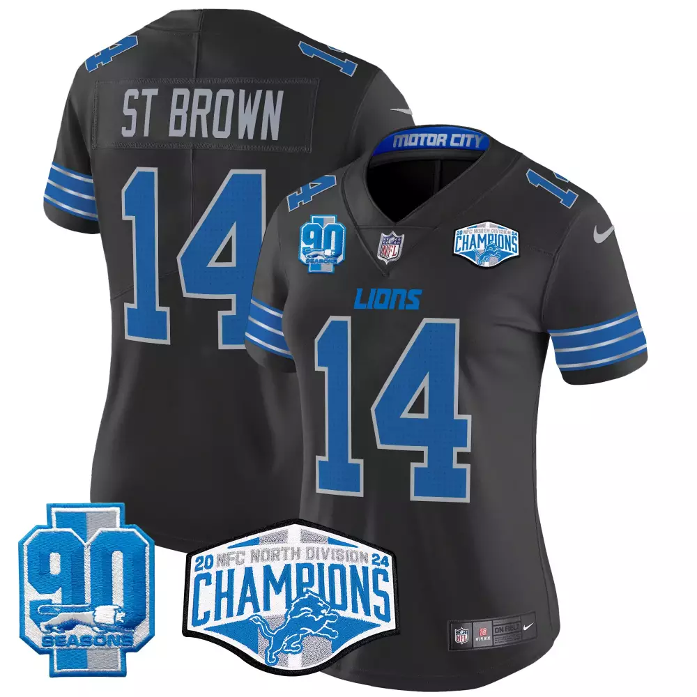 st brown black womens detroit lions 2024 michigan patch vapor jersey all stitched