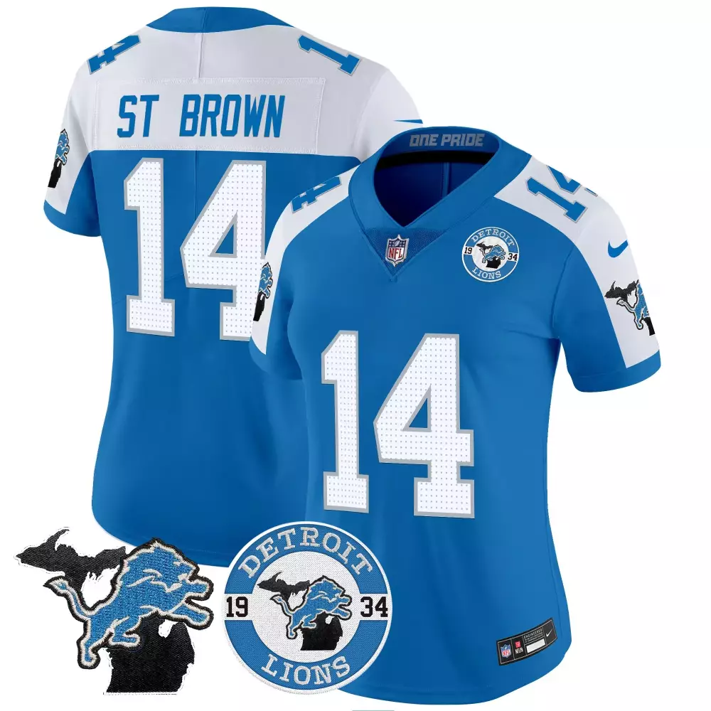 St. Brown Detroit Lions 2024 Vapor Limited Jersey | Blue Alternate with Est 1934 Patch | Fan Gear for Men, Women & Youth