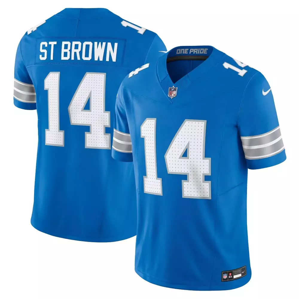 st brown blue mens detroit lions 2024 nfc north division champions patch vapor elite jersey all stitched
