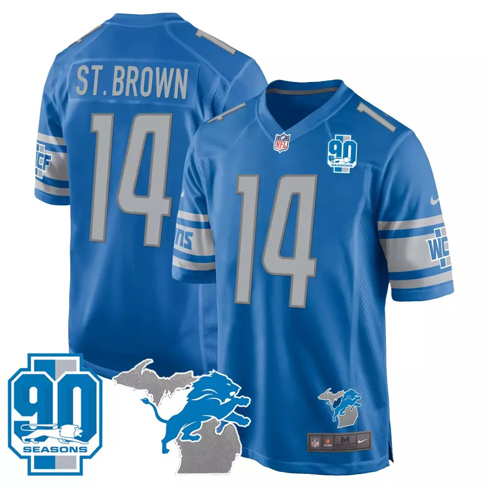 st brown blue mens detroit lions 2024 nfc north division champions patch vapor elite jersey all stitched