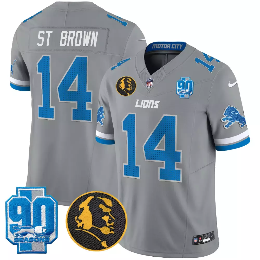 st brown gray mens detroit lions 2023 nfc north champions patch vapor jersey v2 all stitched