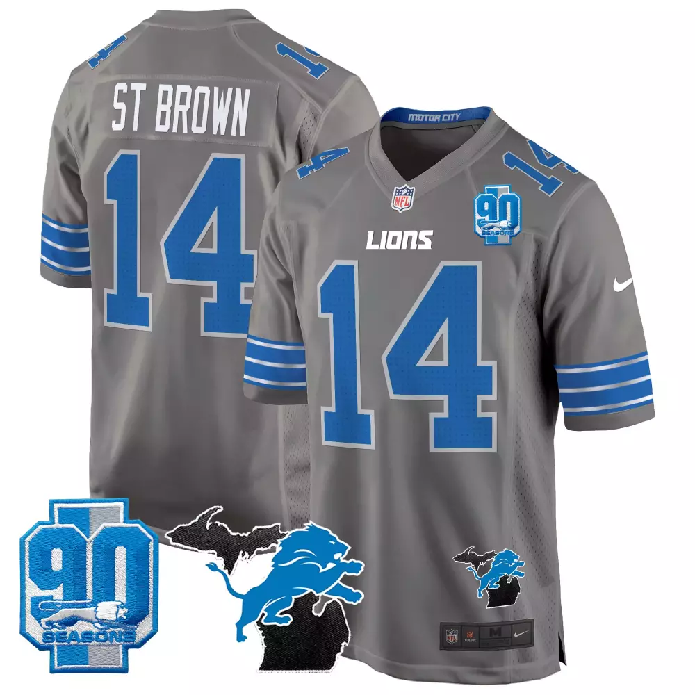 st brown gray mens detroit lions 2023 nfc north champions patch vapor jersey v2 all stitched