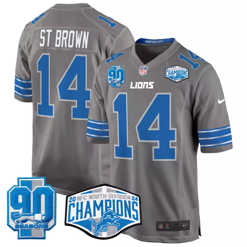 st brown gray mens detroit lions 2024 michigan 90th year patch vapor jersey all stitched
