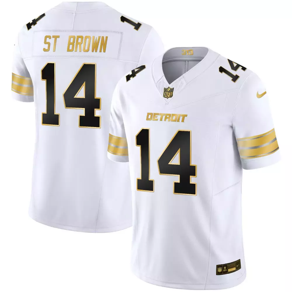 st brown white gold mens detroit lions 2023 nfc north division champions patch vapor gold jersey all stitched