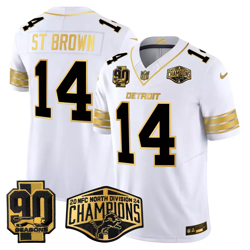 st brown white gold mens detroit lions 2024 michigan patch gold vapor jersey all stitched