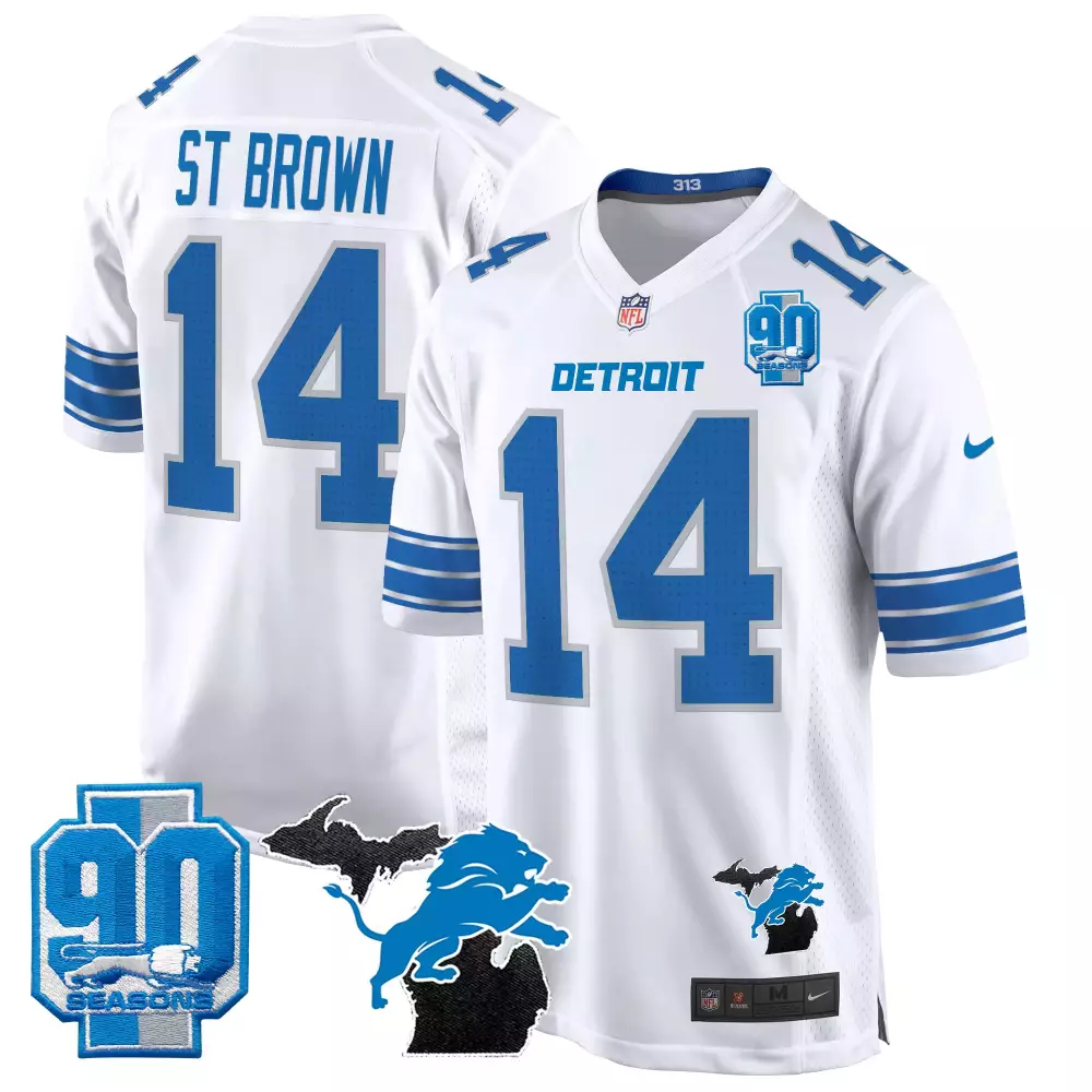 st brown white mens detroit lions 2024 90th john madden patch vapor limited jersey all stitched