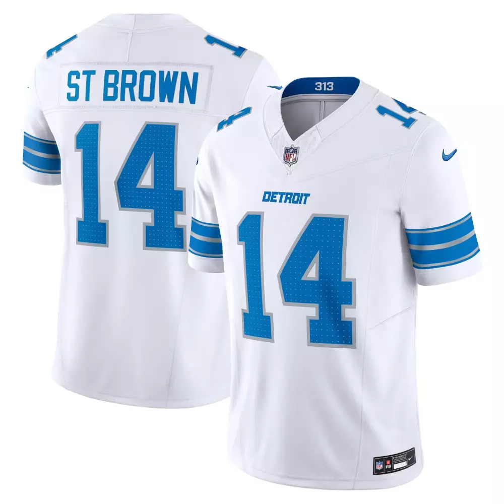 st brown white mens detroit lions 2024 vapor limited jersey all stitched