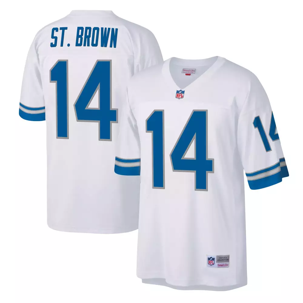st brown white mens detroit lions 90th year patch gold trim jersey all stitched