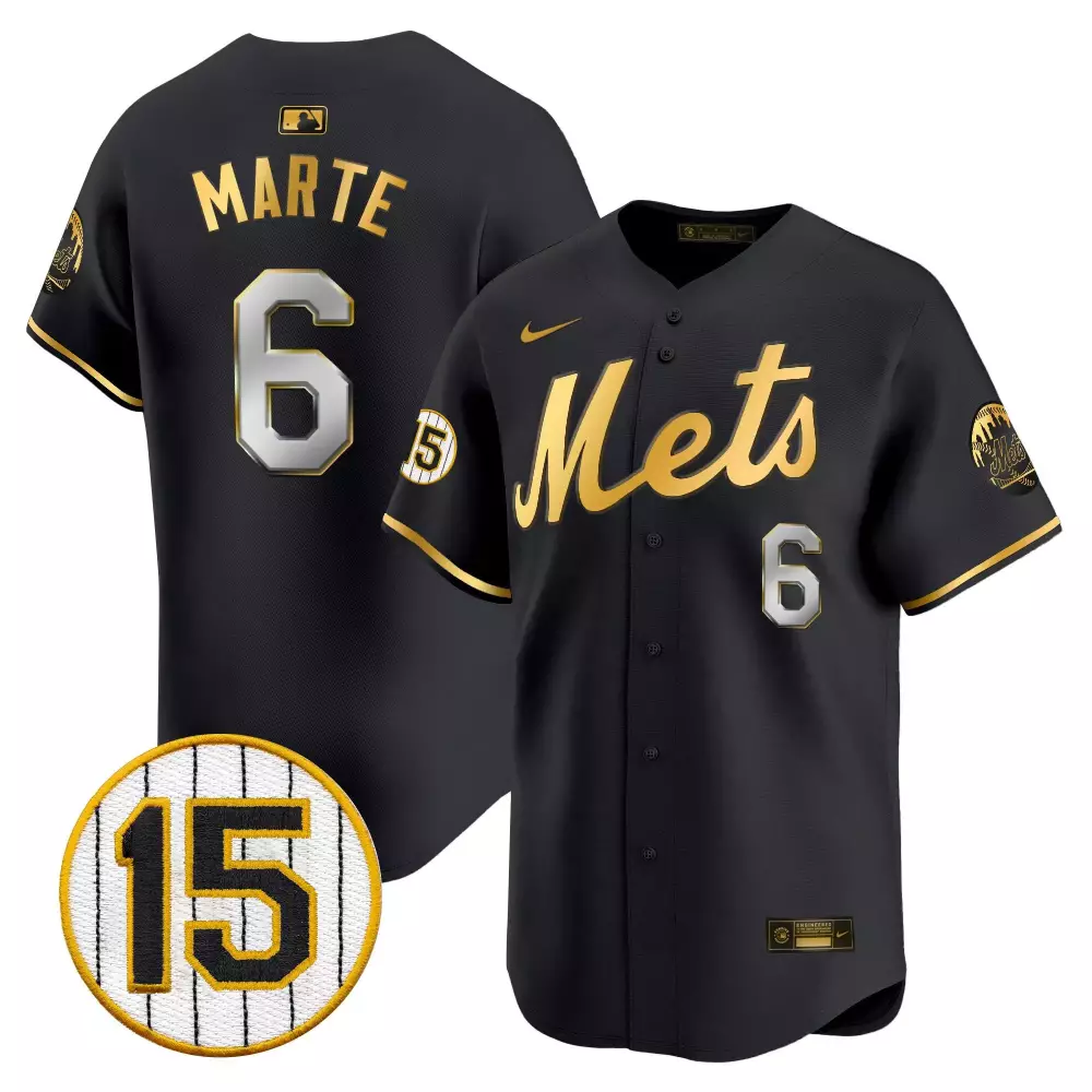 starling marte black gold mens new york mets jerry grote patch vapor premier limited jersey all stitched