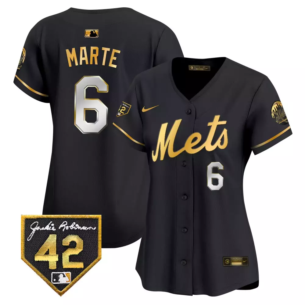 starling marte black gold mens new york mets jerry grote patch vapor premier limited jersey all stitched