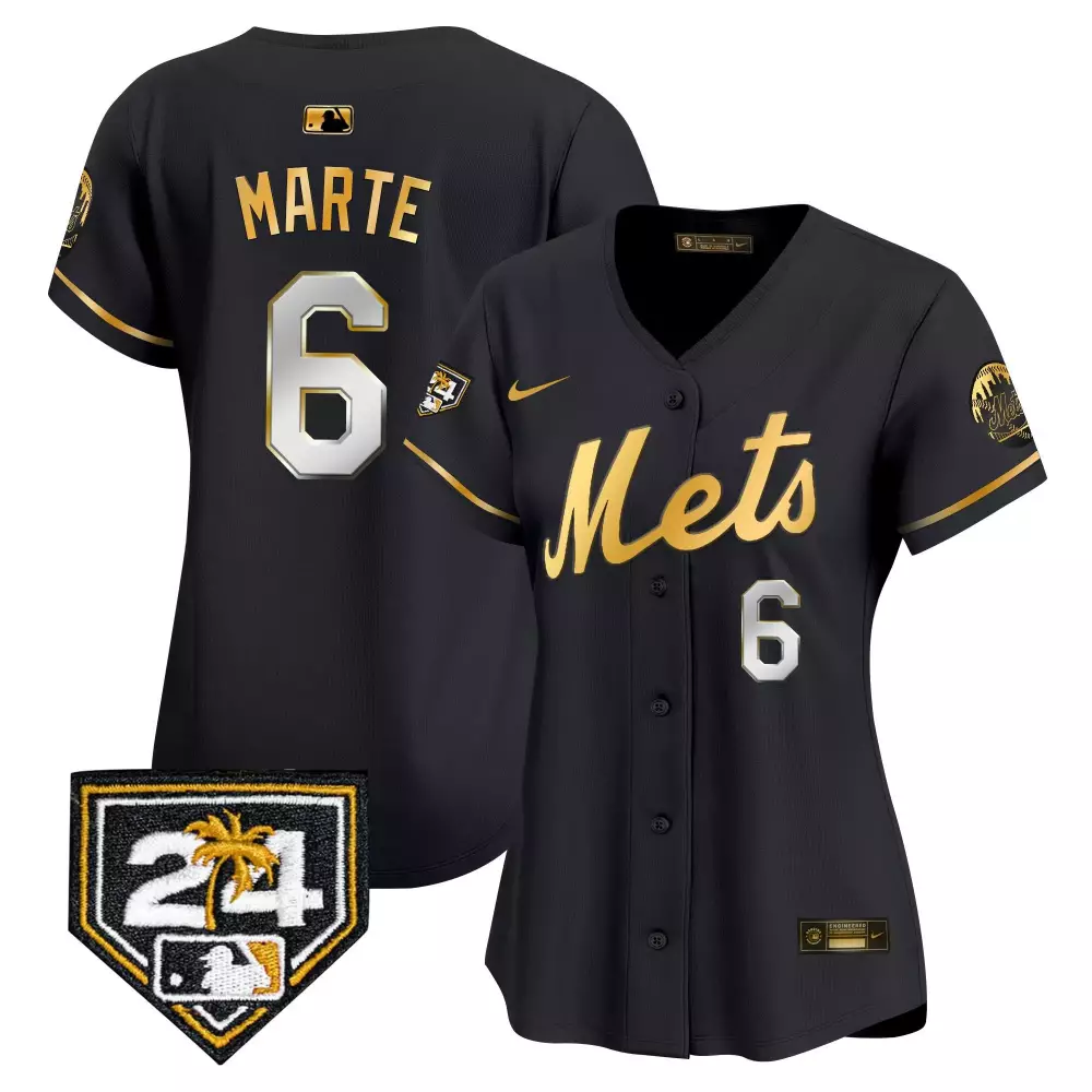 starling marte black gold mens new york mets jerry grote patch vapor premier limited jersey all stitched