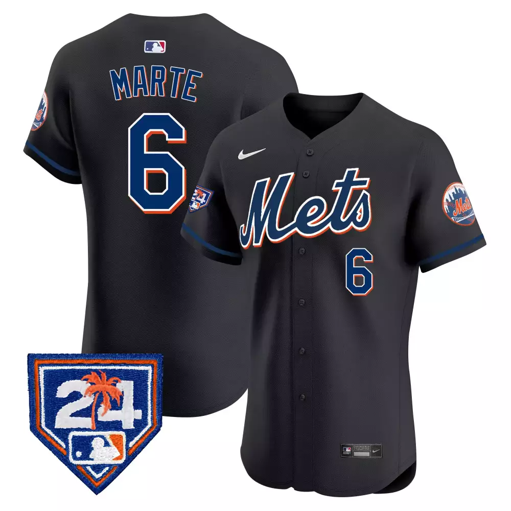 starling marte black mens new york mets 2024 spring training vapor premier elite jersey v2 all stitched