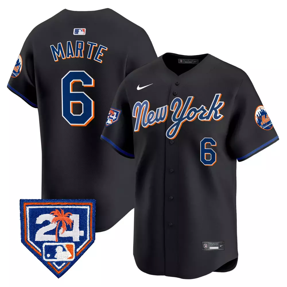starling marte black mens new york mets 2024 spring training vapor premier elite jersey v2 all stitched