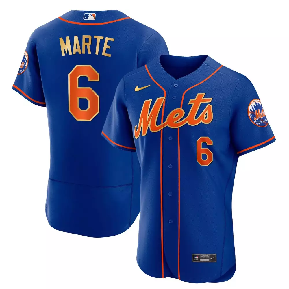 starling marte flex black mens new york mets gold trim jersey all stitched
