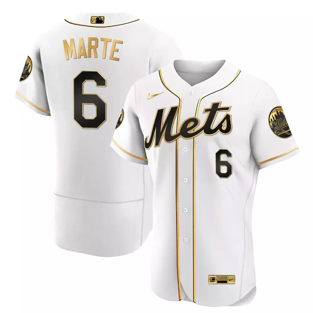 starling marte flex black mens new york mets gold trim jersey all stitched