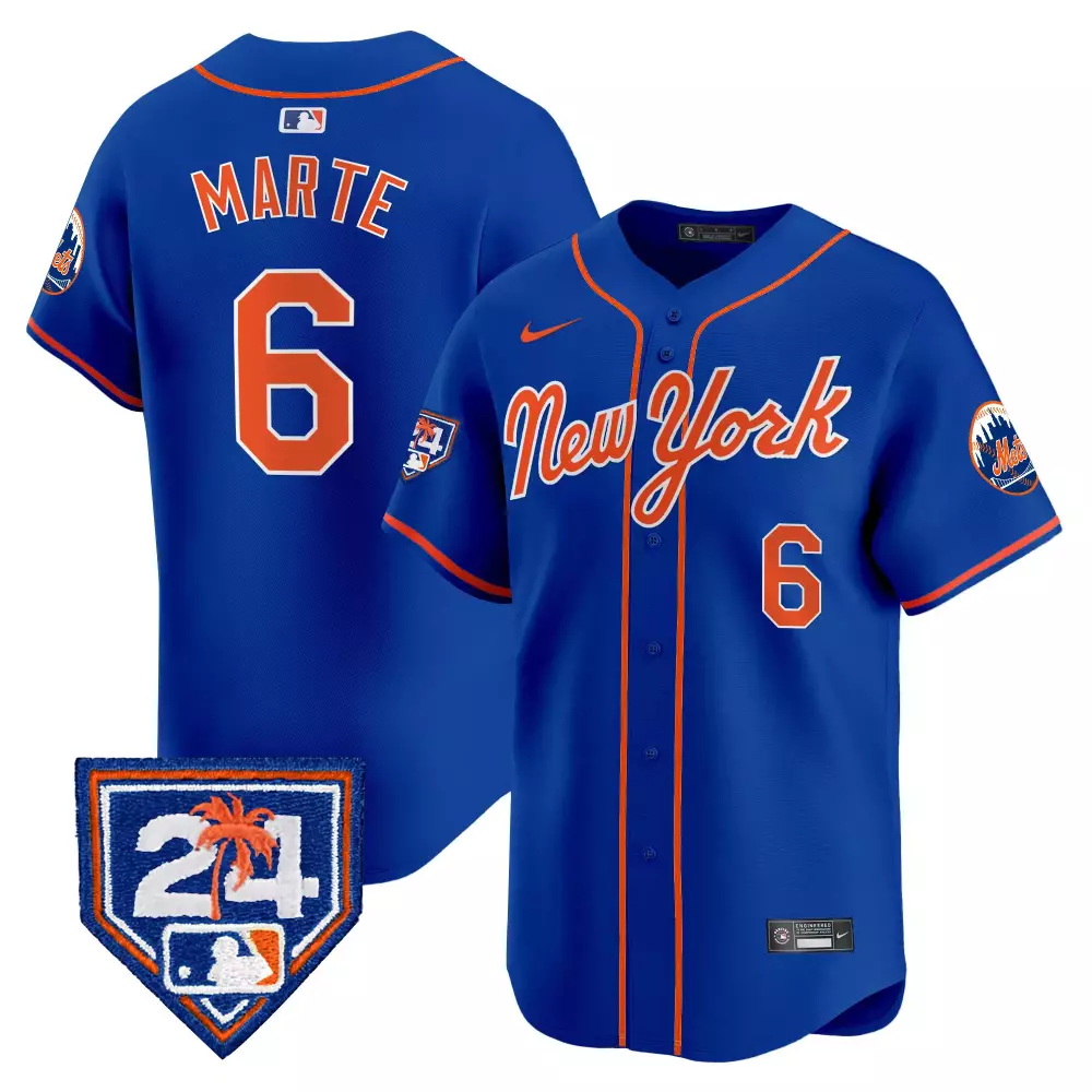 starling marte royal mens new york mets 2024 spring training vapor premier elite jersey v2 all stitched