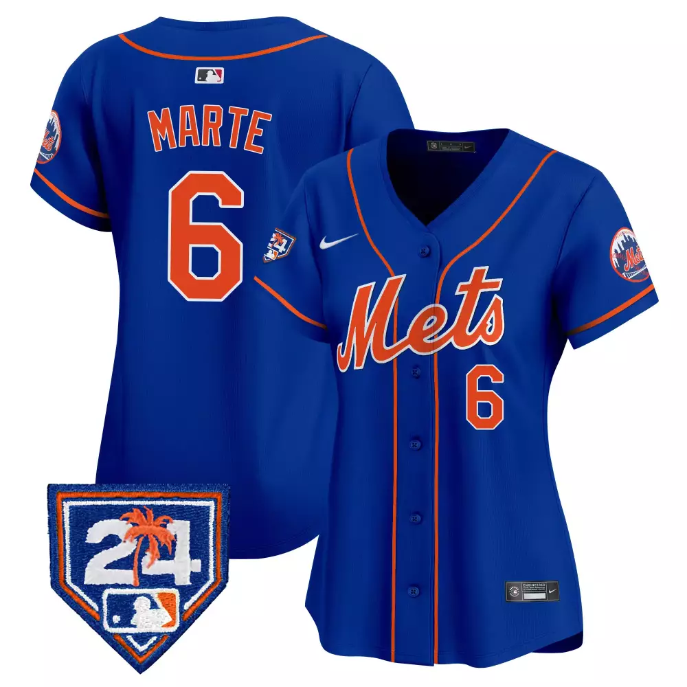 starling marte royal womens new york mets 2024 jackie robinson patch vapor premier limited jersey all stitched