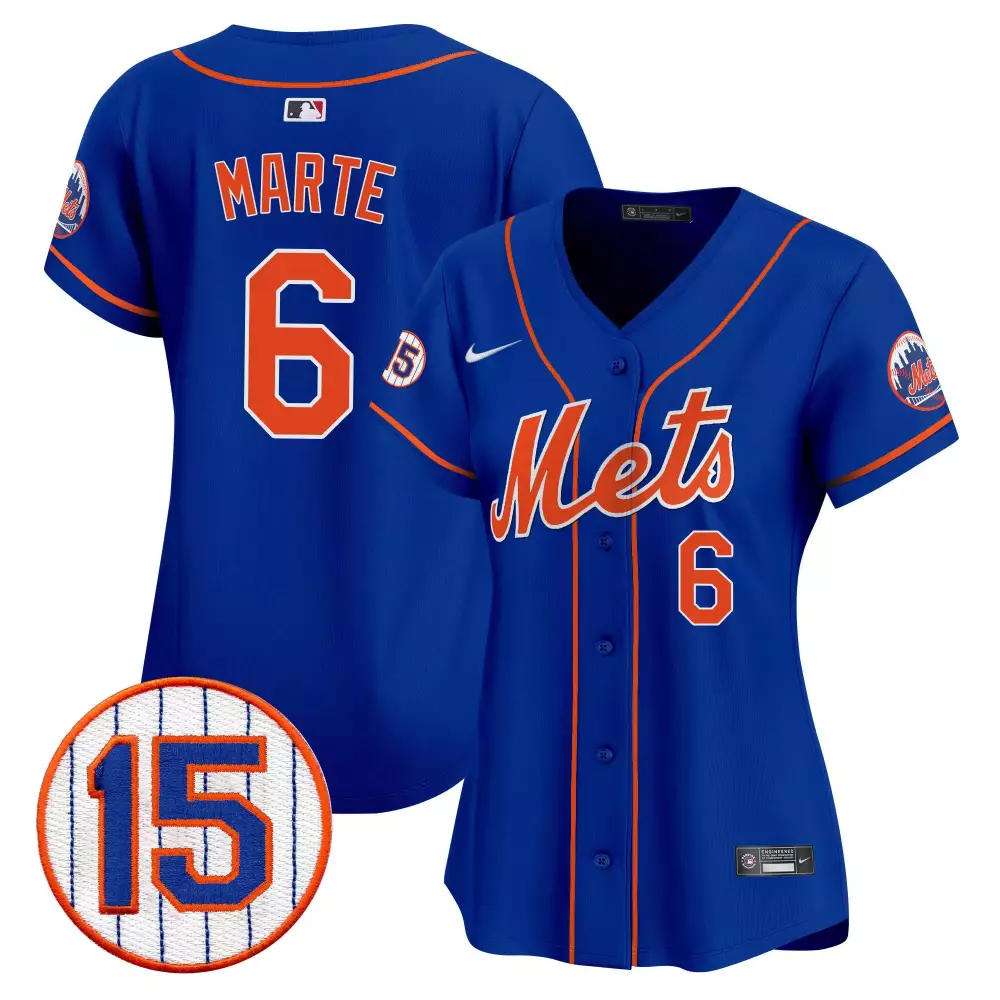 starling marte royal womens new york mets 2024 jackie robinson patch vapor premier limited jersey all stitched