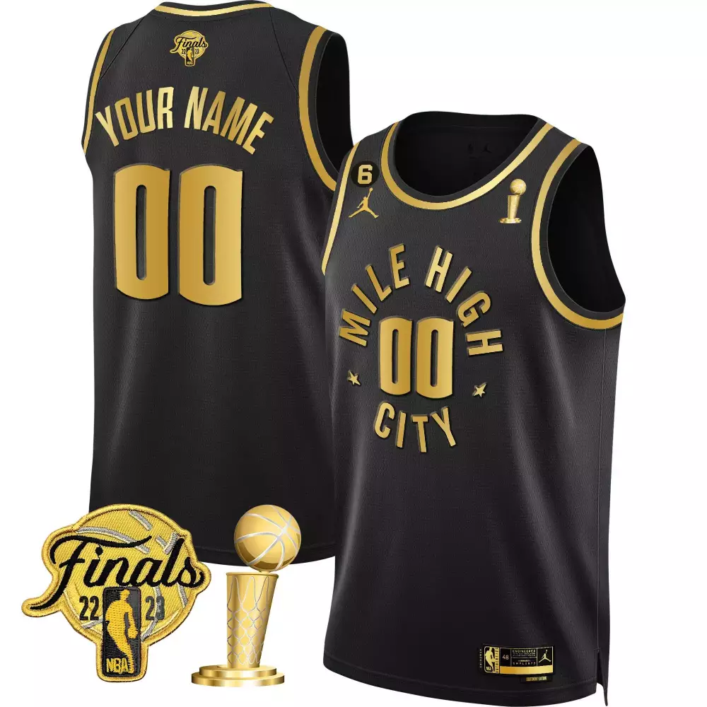 statement black men denver nuggets 2023 finals champions black white gold custom jersey all stitched