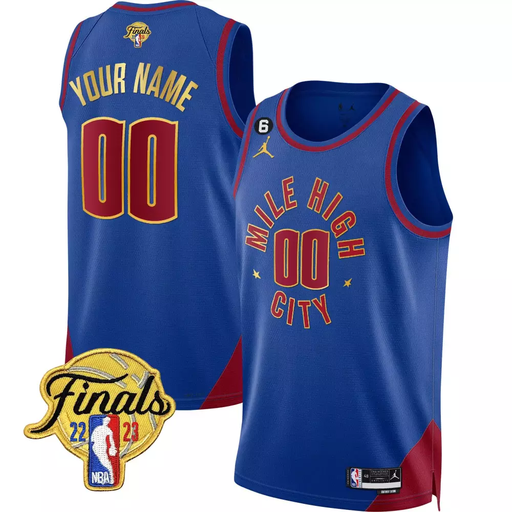 statement v2 men denver nuggets 2023 finals patch gold trim custom jersey all stitched