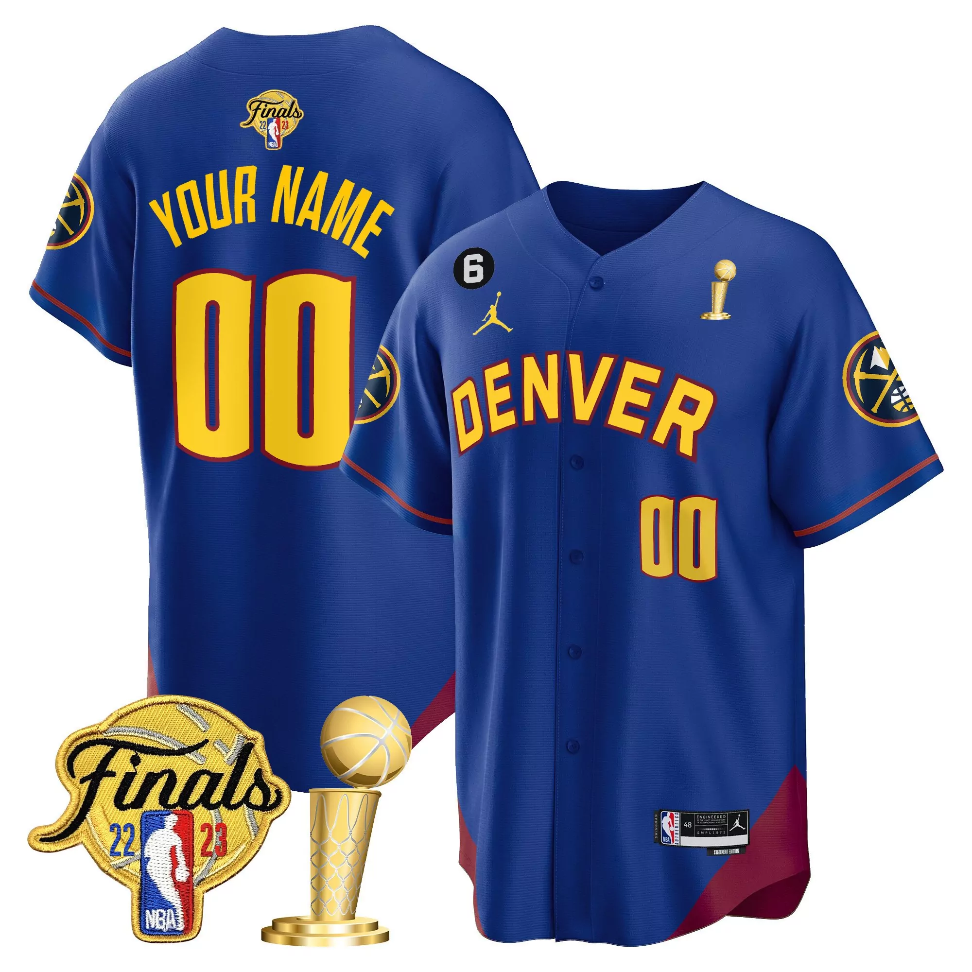 statement youth denver nuggets 2023 finals champions cool base custom jersey all stitched