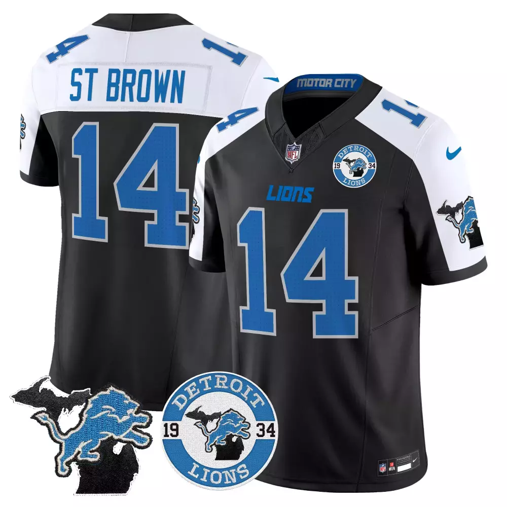 stbrown alternate mens detroit lions 2024 vapor limited jersey est 1934 patch all stitched