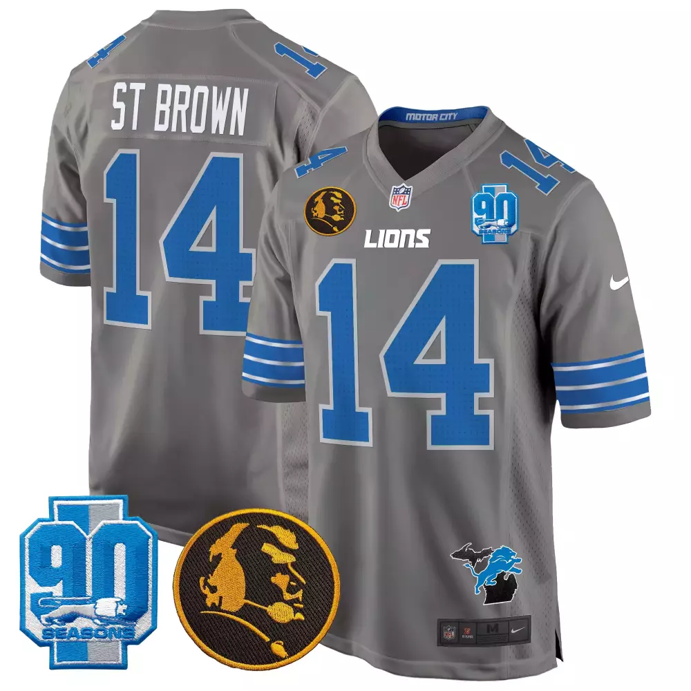 stbrown blue mens detroit lions 2024 vapor limited jersey est 1934 patch all stitched