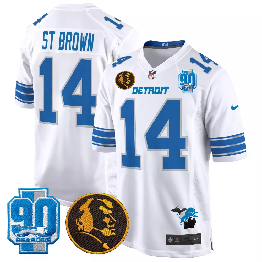 stbrown blue mens detroit lions 2024 vapor limited jersey est 1934 patch all stitched