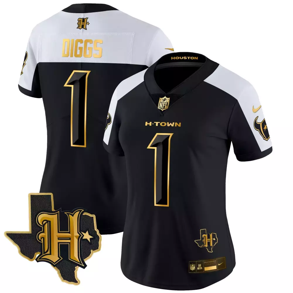 stefon diggs alternate mens houston texans 2024 texas patch gold vapor limited jersey all stitched