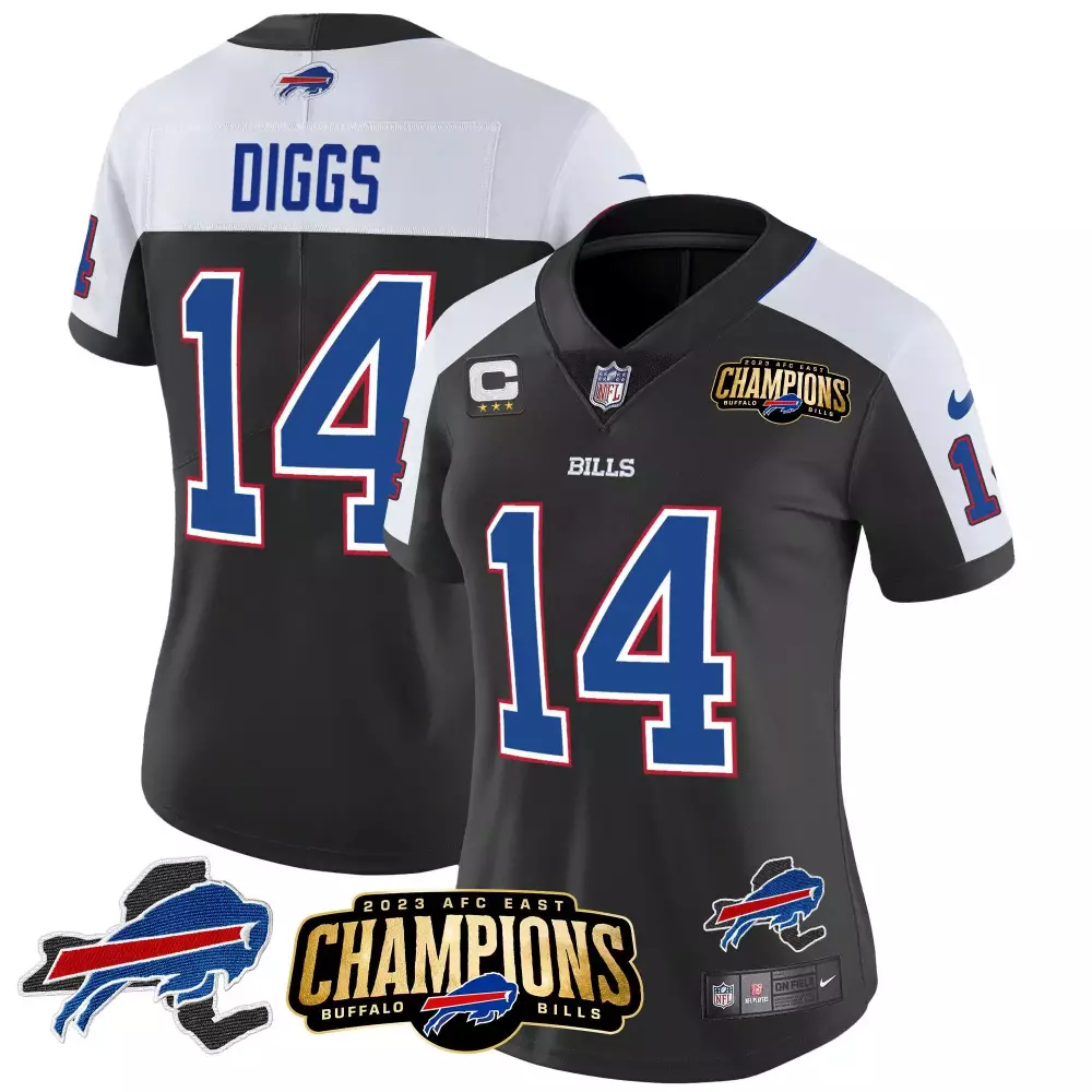 stefon diggs black alternate womens buffalo bills 2023 afc east champions patch gold vapor jersey v2 all stitched
