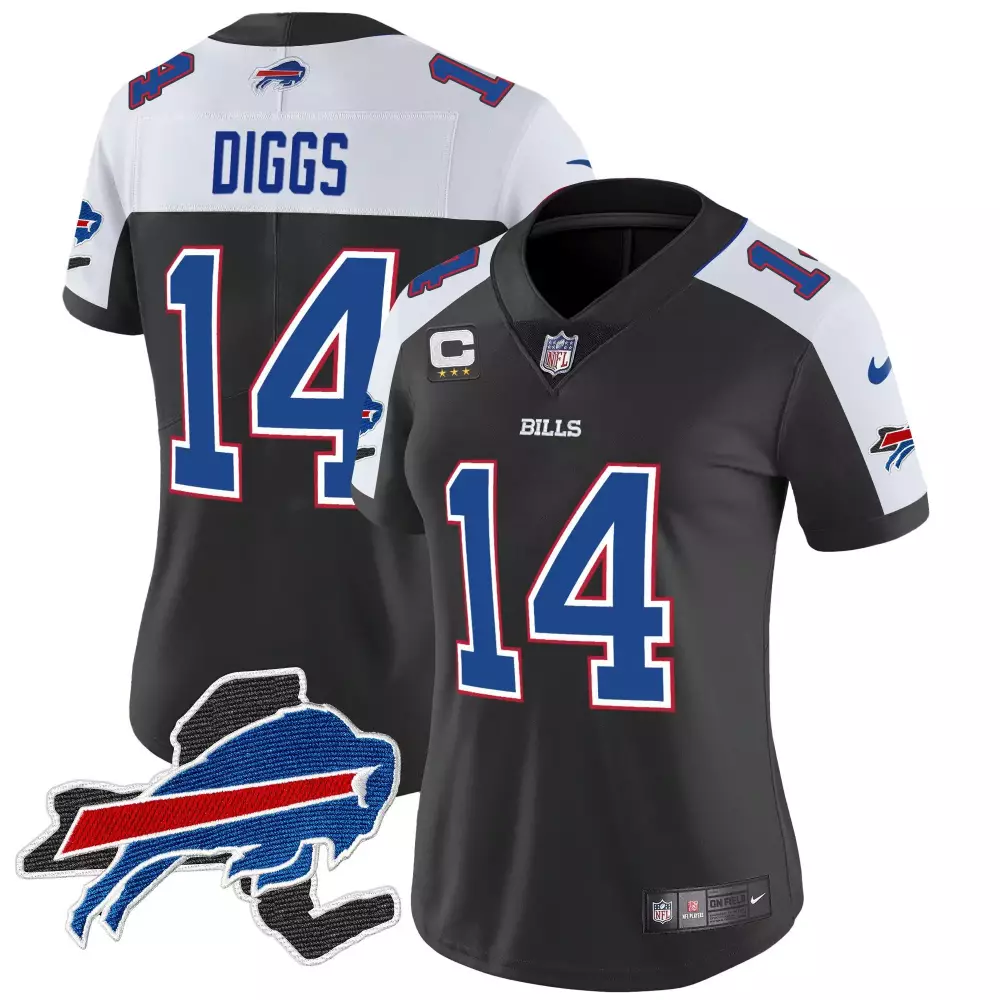 stefon diggs black alternate womens buffalo bills 2023 afc east champions patch gold vapor jersey v2 all stitched