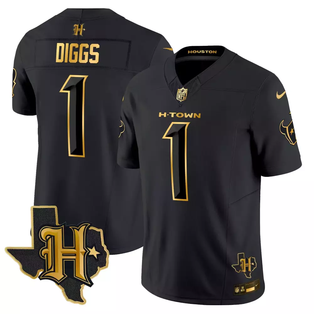 stefon diggs alternate mens houston texans 2024 texas patch gold vapor limited jersey all stitched