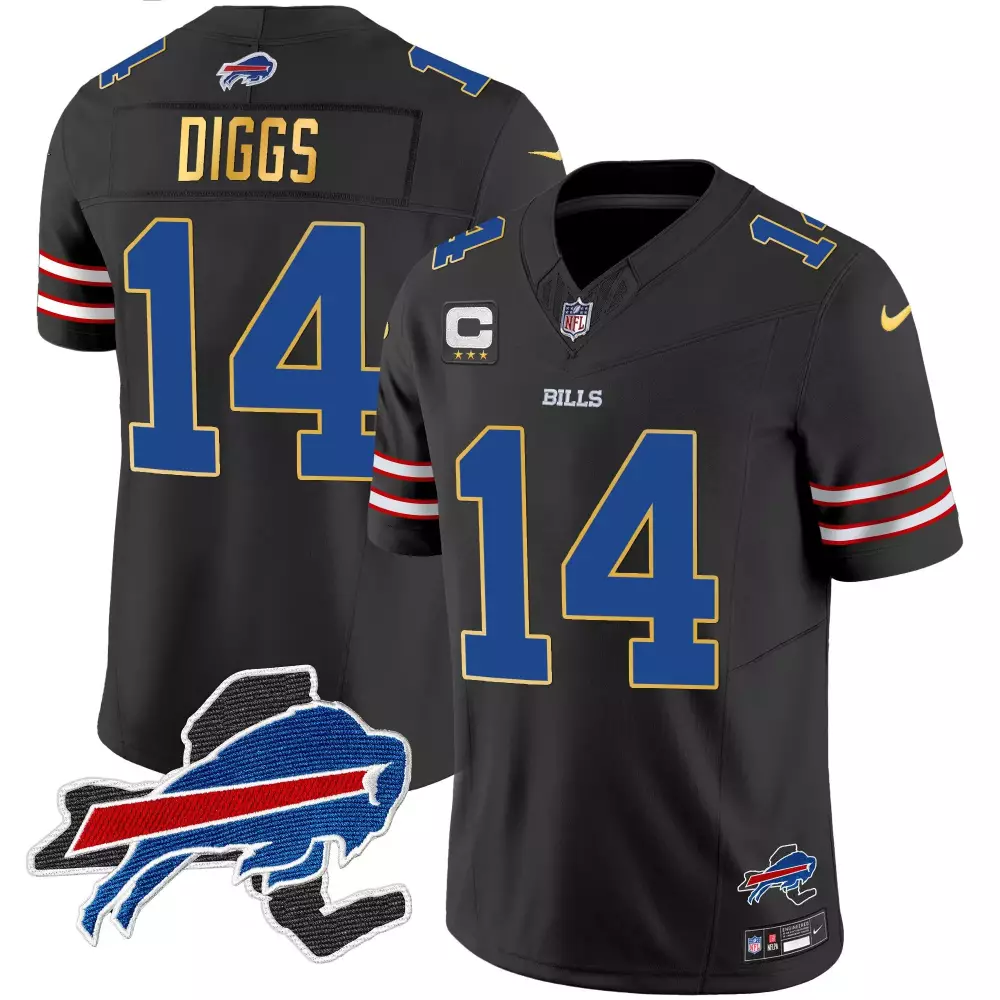 Stefon Diggs Buffalo Bills New York Patch Gold Trim Jersey | Stitched Vapor Design | Fan Gear for Men, Women & Youth