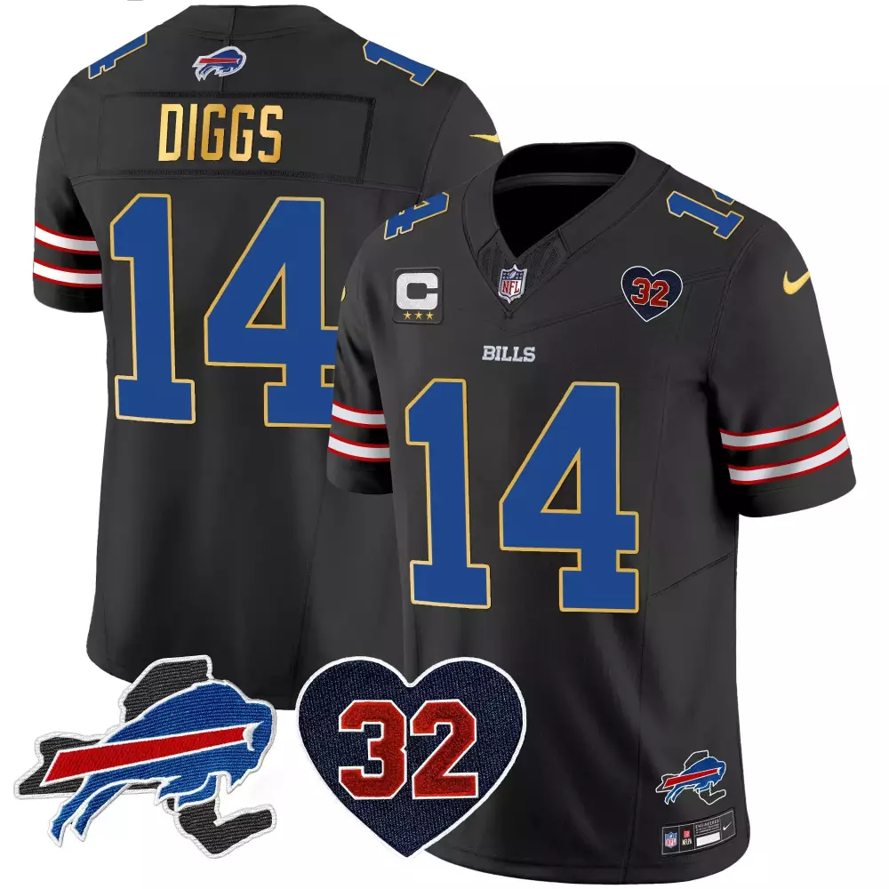 Stefon Diggs Buffalo Bills OJ Simpson Patch Gold Trim Limited Jersey | Stitched Vapor Design | Fan Gear for Men, Women & Youth